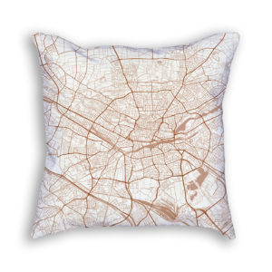 Nuremberg Germany City Map Art Decorative Throw Pillow