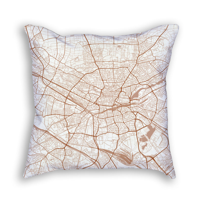 Nuremberg Germany City Map Art Decorative Throw Pillow