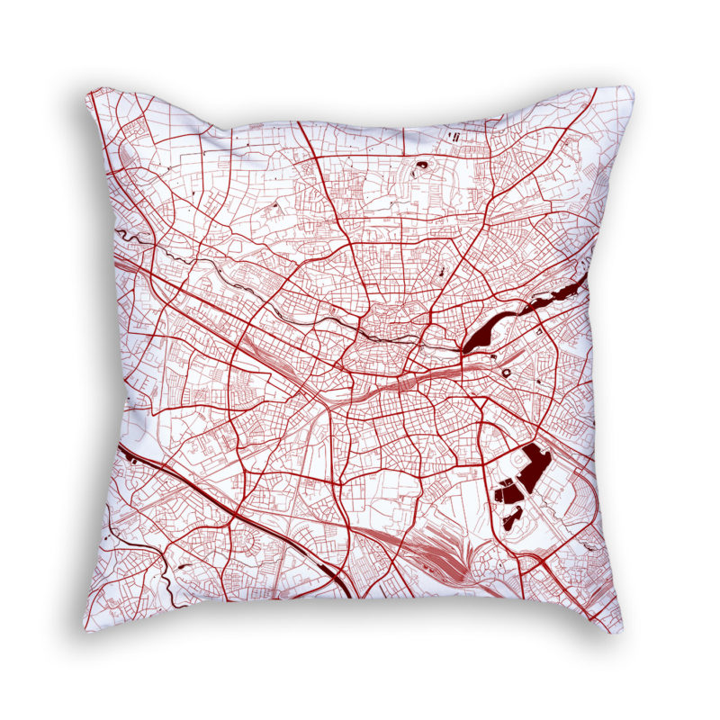 Nuremberg Germany City Map Art Decorative Throw Pillow