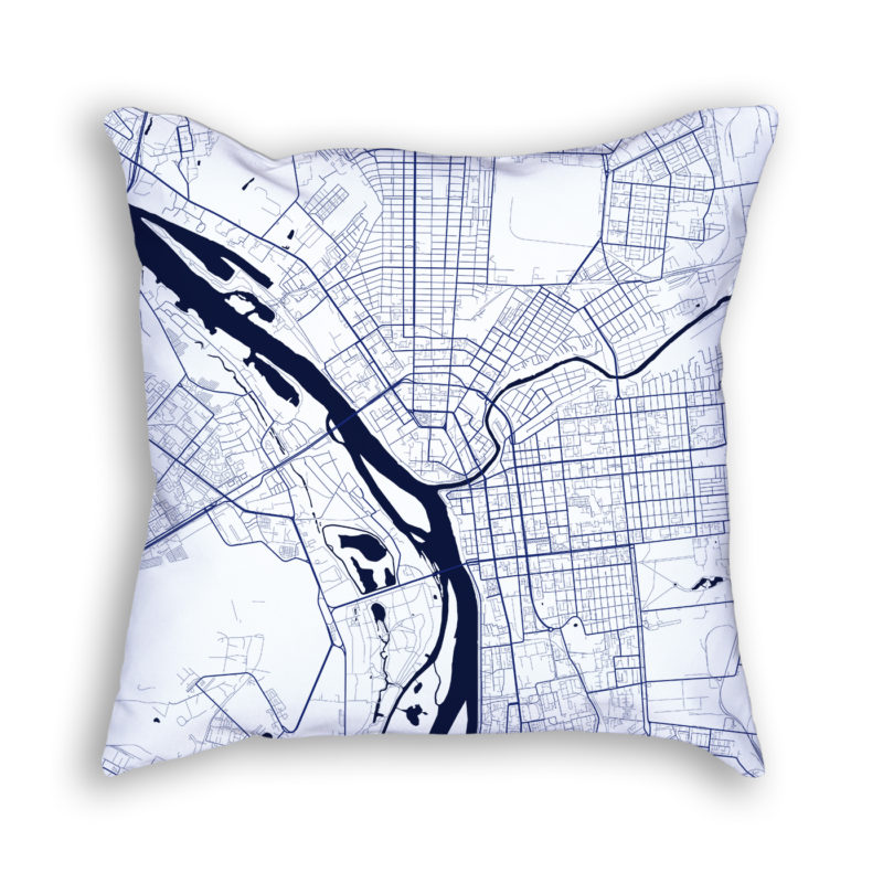 Omsk Russia City Map Art Decorative Throw Pillow