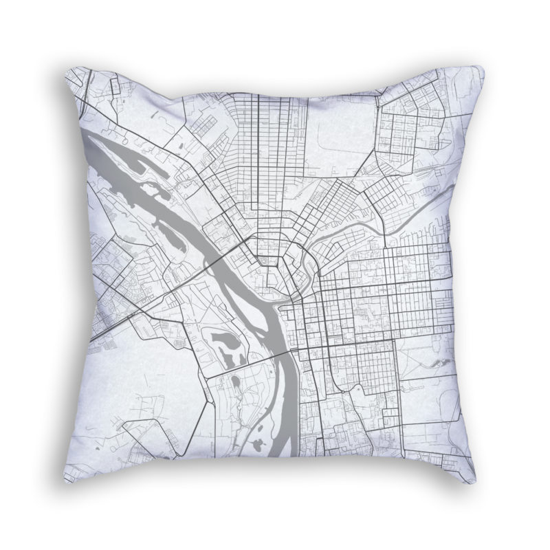 Omsk Russia City Map Art Decorative Throw Pillow