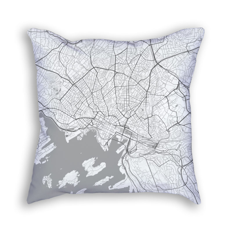 Oslo Norway City Map Art Decorative Throw Pillow