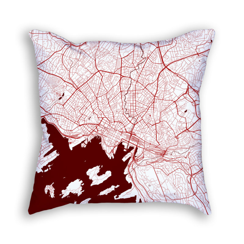 Oslo Norway City Map Art Decorative Throw Pillow