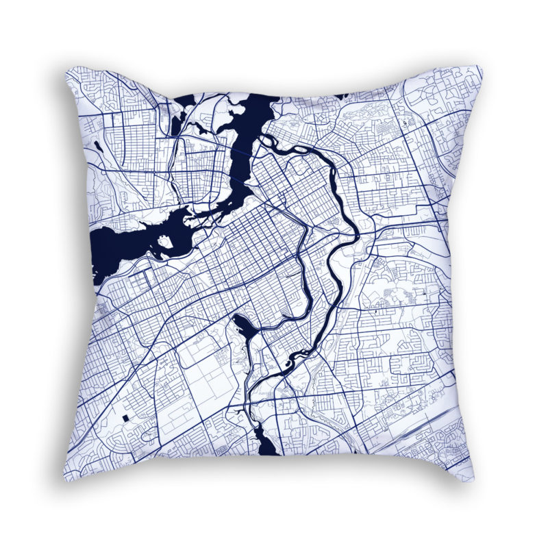 Ottawa Canada City Map Art Decorative Throw Pillow