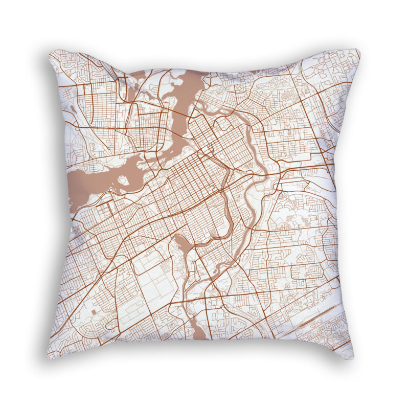 Ottawa Canada City Map Art Decorative Throw Pillow