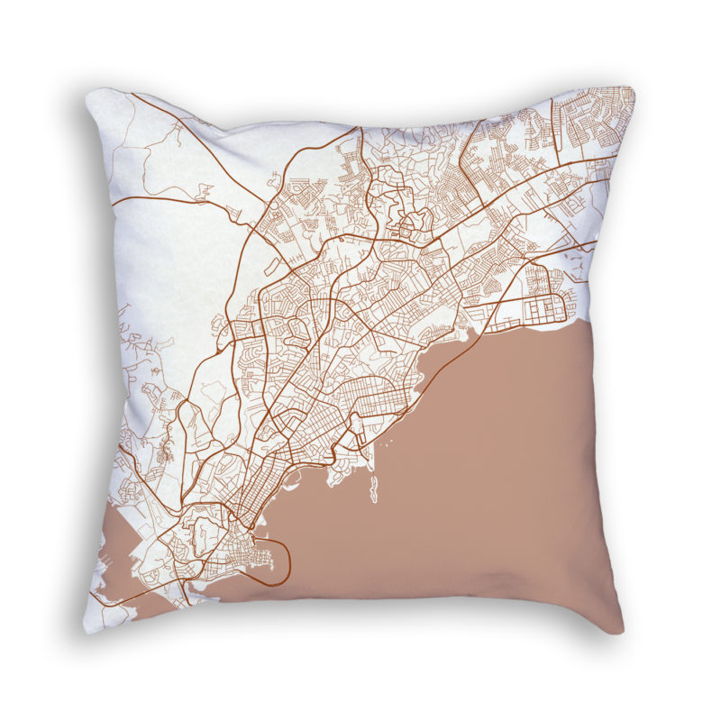 Panama City Panama City Map Art Decorative Throw Pillow