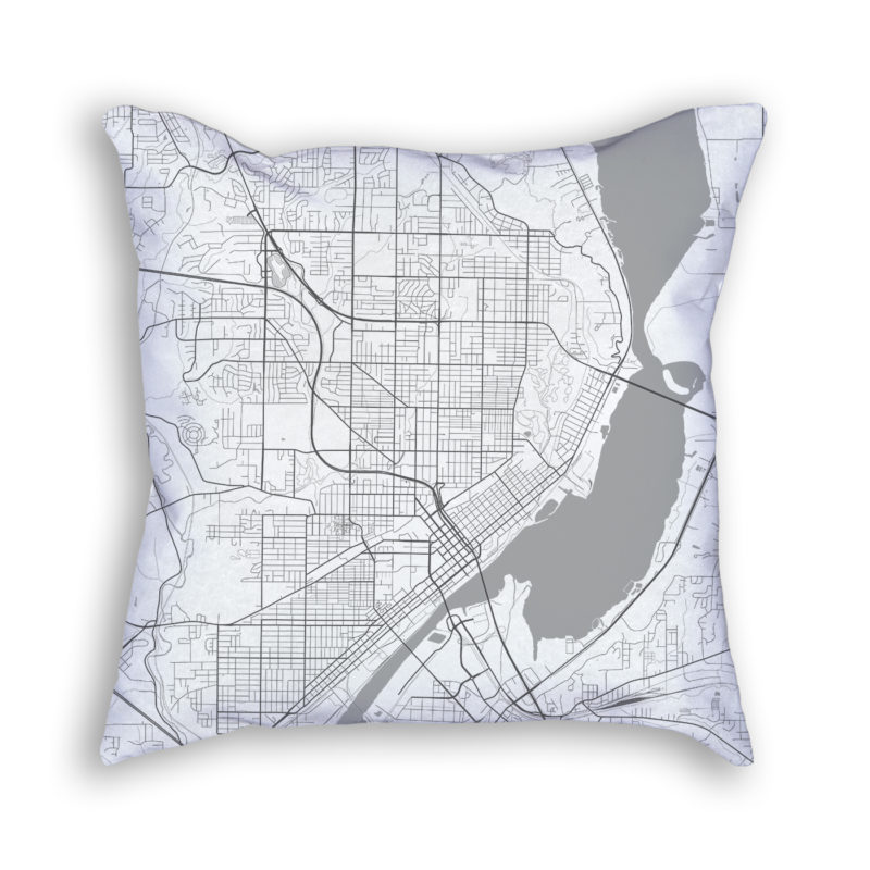 Peoria Illinois City Map Art Decorative Throw Pillow