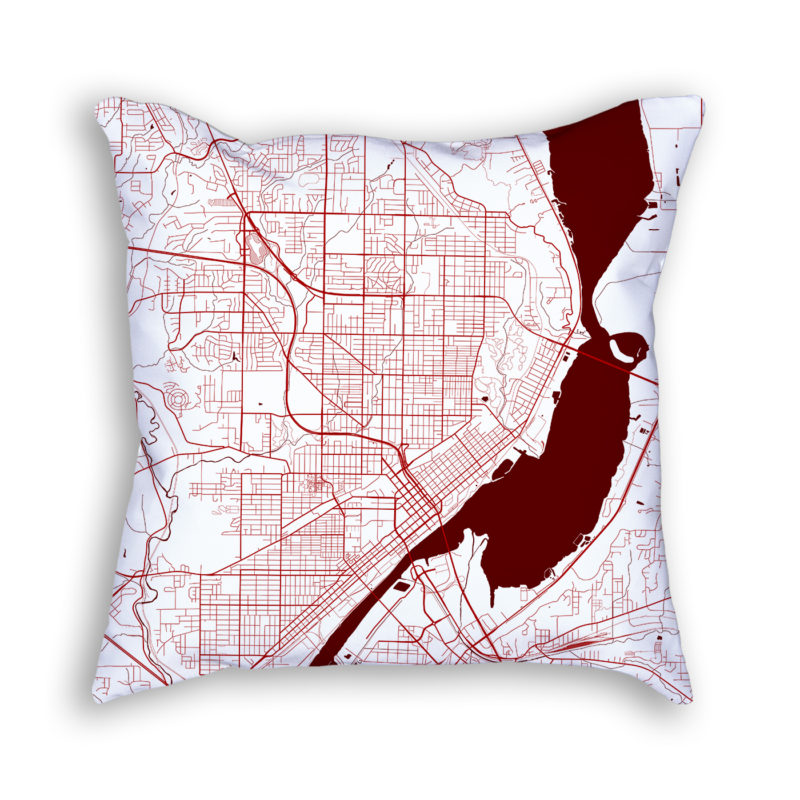 Peoria Illinois City Map Art Decorative Throw Pillow