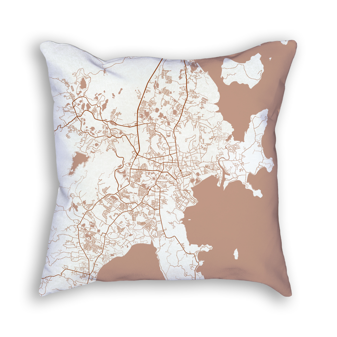 Phuket Thailand City Map Art Decorative Throw Pillow