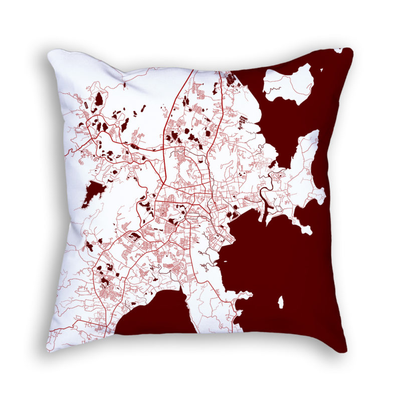 Phuket Thailand City Map Art Decorative Throw Pillow