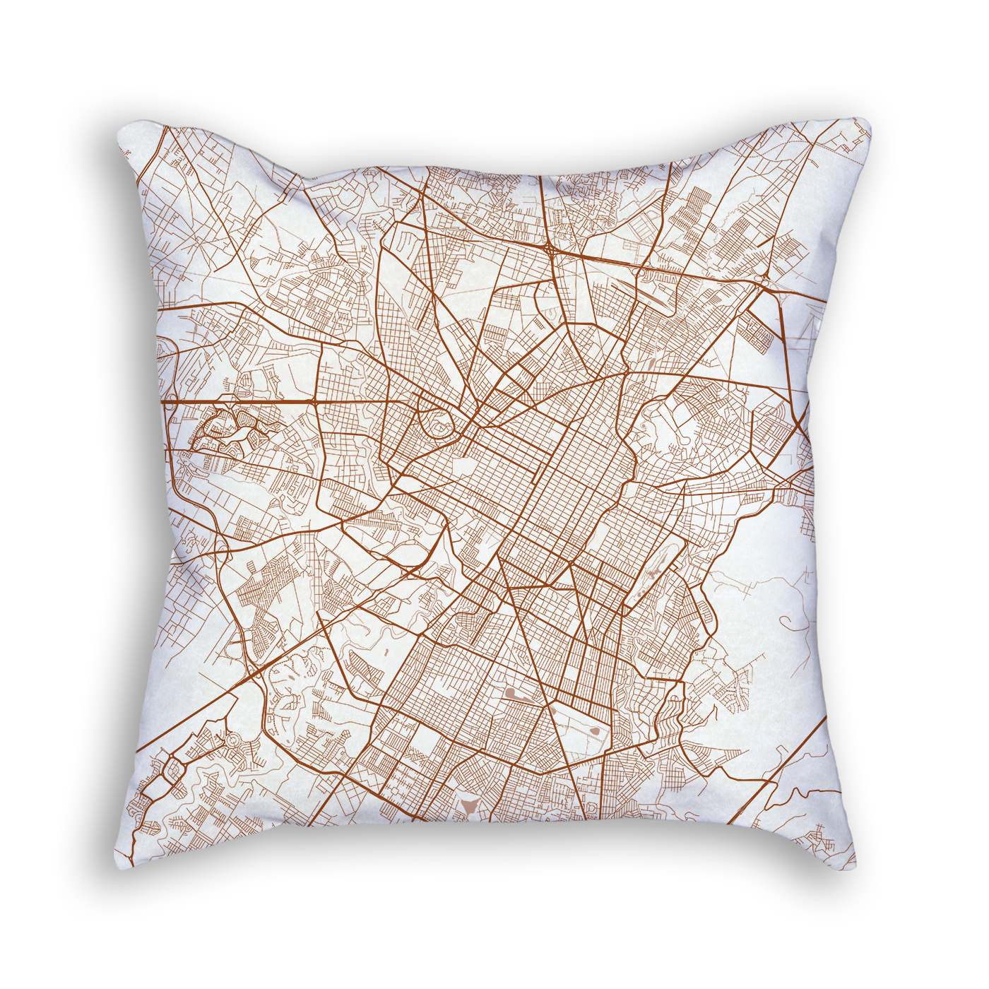 Puebla Mexico City Map Art Decorative Throw Pillow