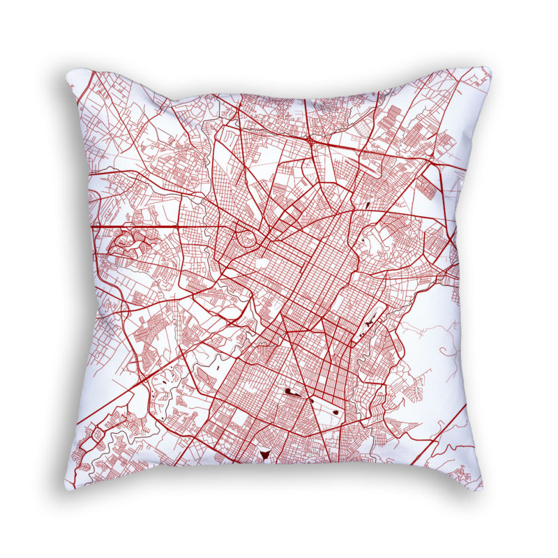 Puebla Mexico City Map Art Decorative Throw Pillow
