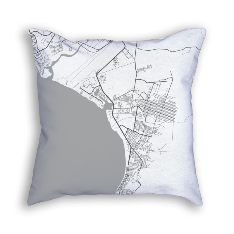 Puerto Vallarta Mexico City Map Art Decorative Throw Pillow