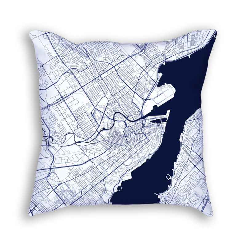 Quebec City Canada City Map Art Decorative Throw Pillow