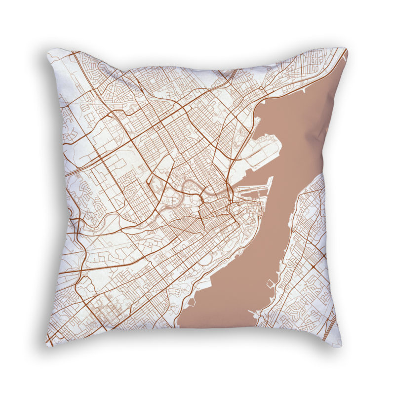 Quebec City Canada City Map Art Decorative Throw Pillow