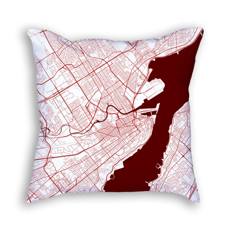 Quebec City Canada City Map Art Decorative Throw Pillow