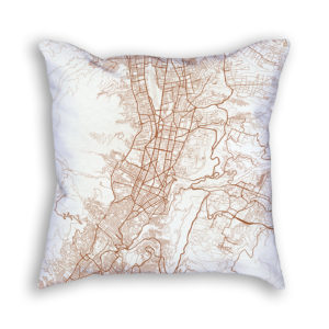 Quito Ecuador City Map Art Decorative Throw Pillow