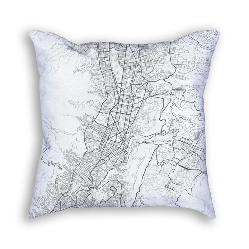 Quito Ecuador City Map Art Decorative Throw Pillow