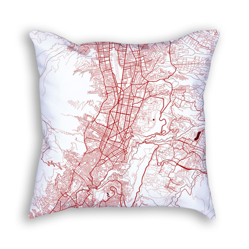 Quito Ecuador City Map Art Decorative Throw Pillow