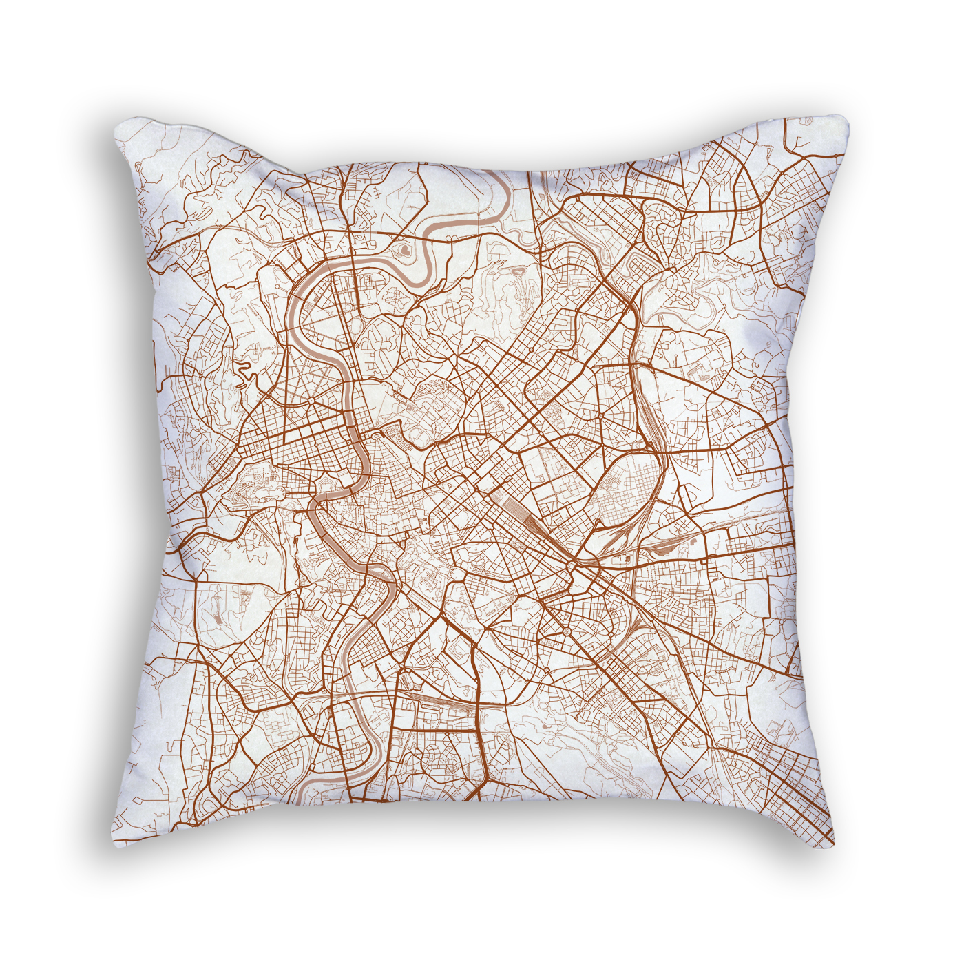 Rome Italy City Map Art Decorative Throw Pillow