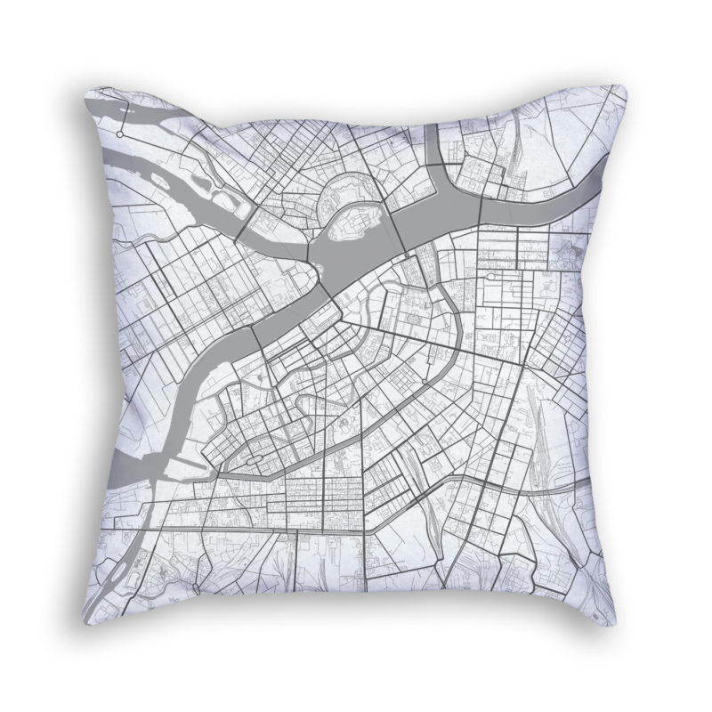 Saint Petersburg Russia City Map Art Decorative Throw Pillow