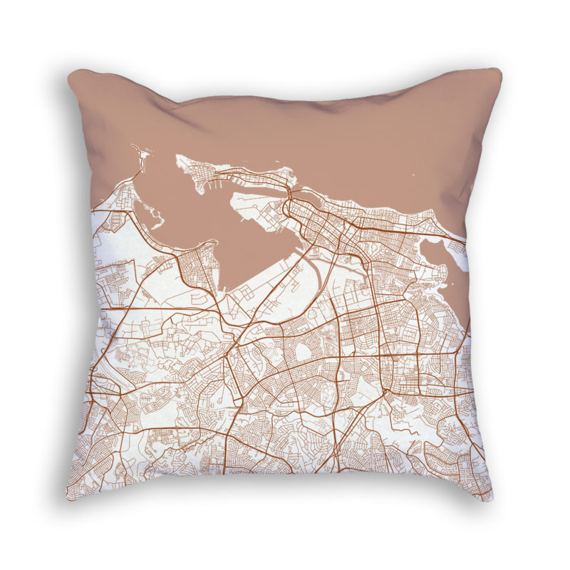 San Juan Puerto Rico City Map Art Decorative Throw Pillow