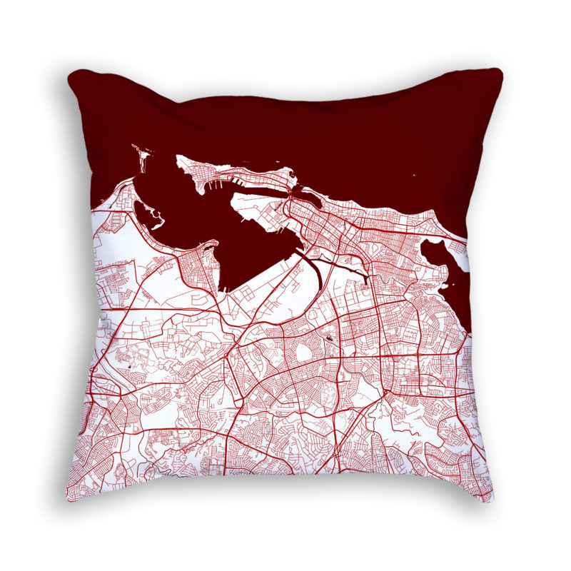 San Juan Puerto Rico City Map Art Decorative Throw Pillow