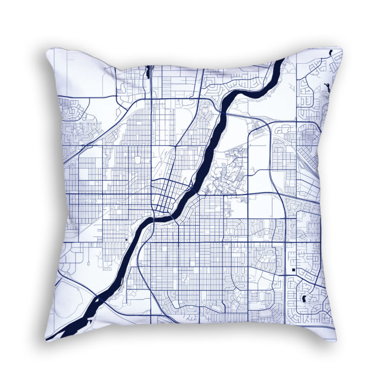 Saskatoon Canada City Map Art Decorative Throw Pillow