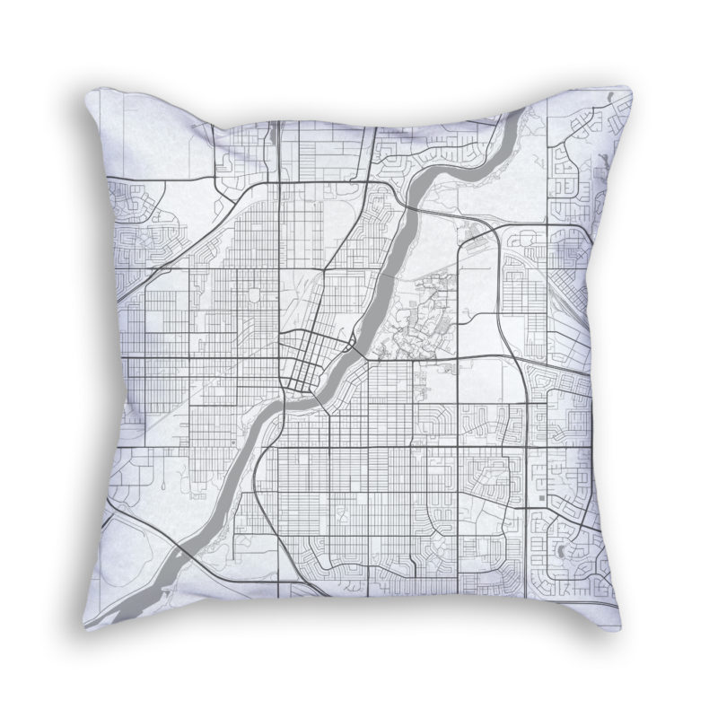 Saskatoon Canada City Map Art Decorative Throw Pillow