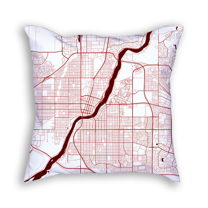 Saskatoon Canada City Map Art Decorative Throw Pillow
