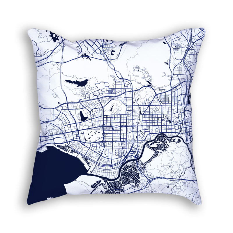 Shenzhen China City Map Art Decorative Throw Pillow