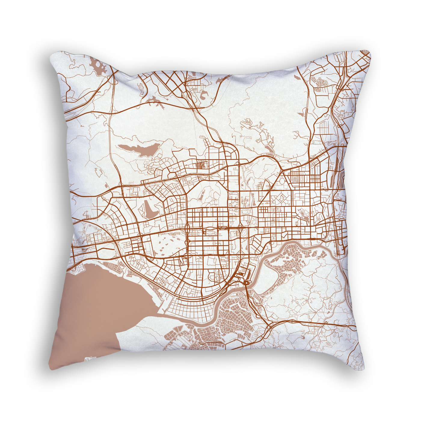 Shenzhen China City Map Art Decorative Throw Pillow
