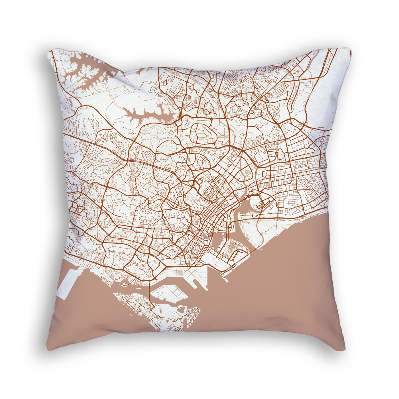 Singapore City Map Art Decorative Throw Pillow