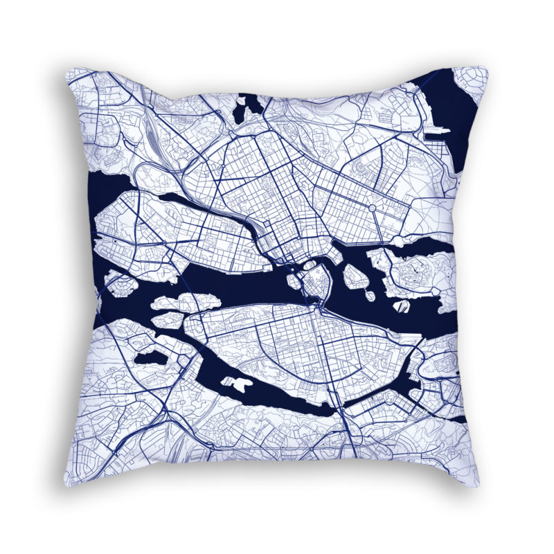 Stockholm Sweden City Map Art Decorative Throw Pillow