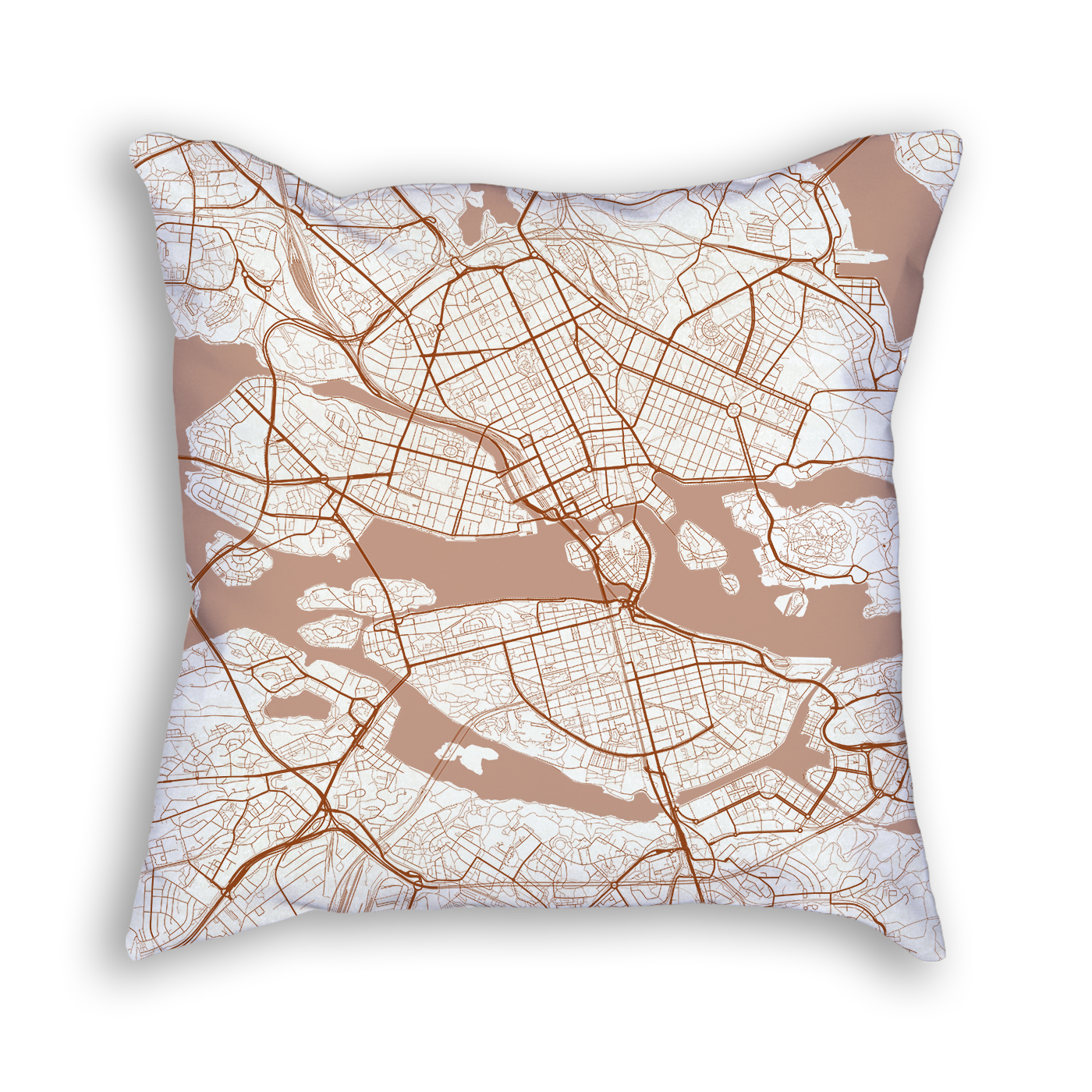 Stockholm Sweden City Map Art Decorative Throw Pillow