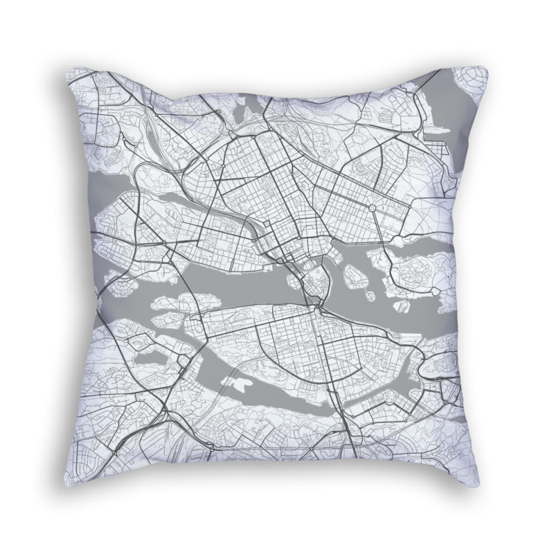 Stockholm Sweden City Map Art Decorative Throw Pillow
