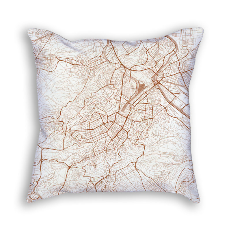 Stuttgart Germany City Map Art Decorative Throw Pillow