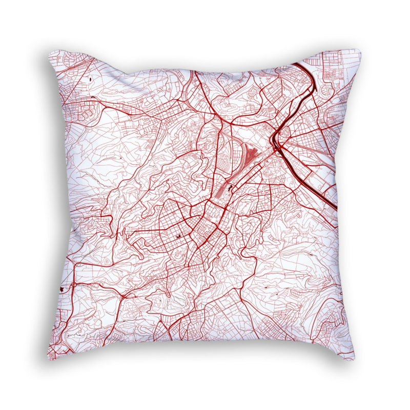 Stuttgart Germany City Map Art Decorative Throw Pillow
