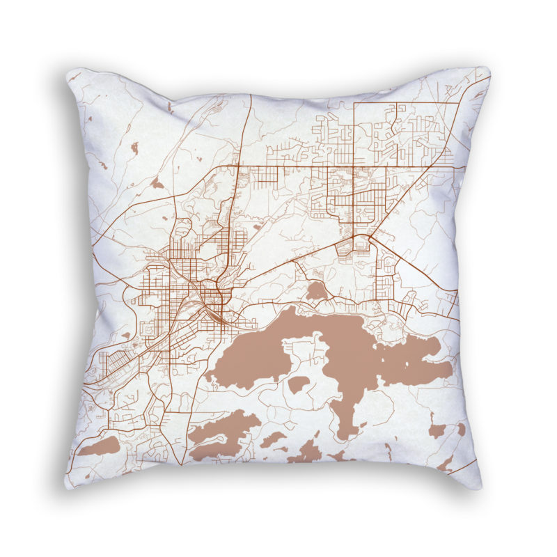 Sudbury Canada City Map Art Decorative Throw Pillow