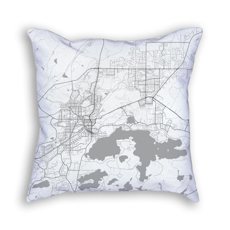 Sudbury Canada City Map Art Decorative Throw Pillow