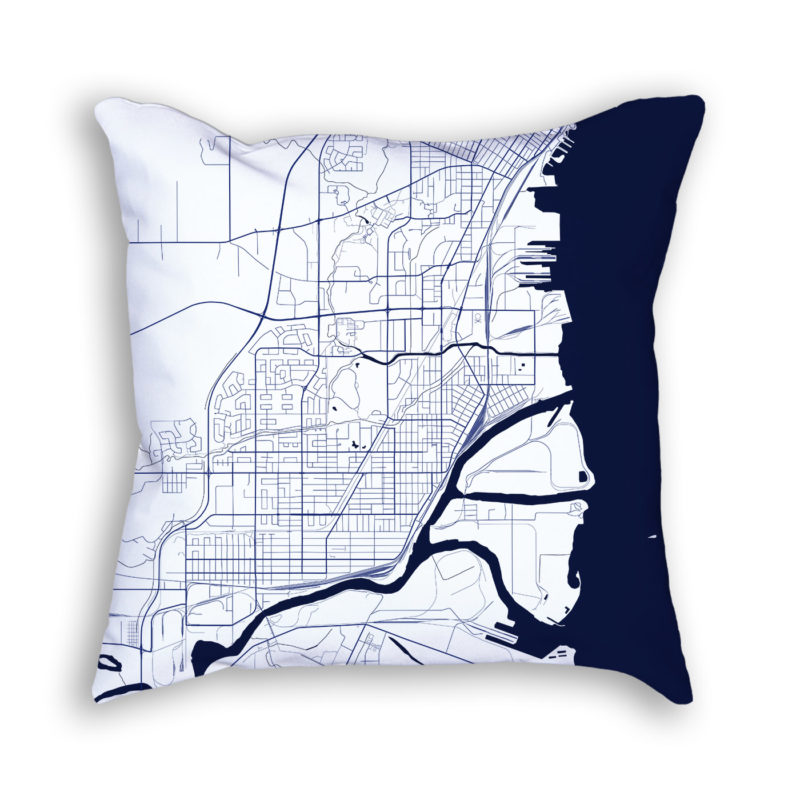 Thunder Bay Canada City Map Art Decorative Throw Pillow