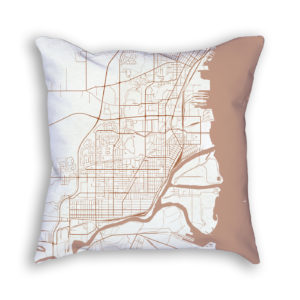 Thunder Bay Canada City Map Art Decorative Throw Pillow