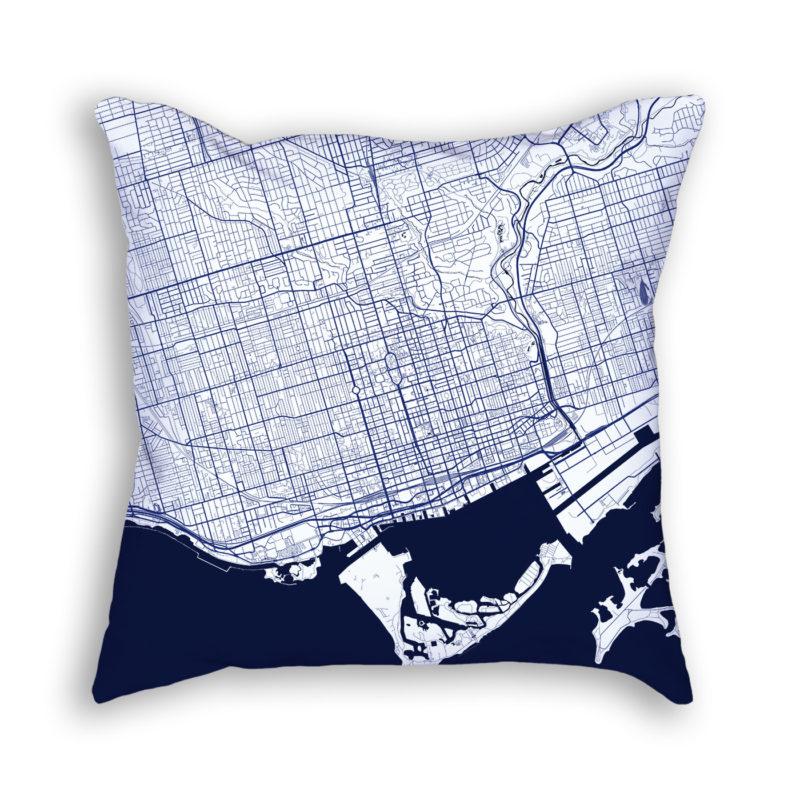 Toronto Canada City Map Art Decorative Throw Pillow