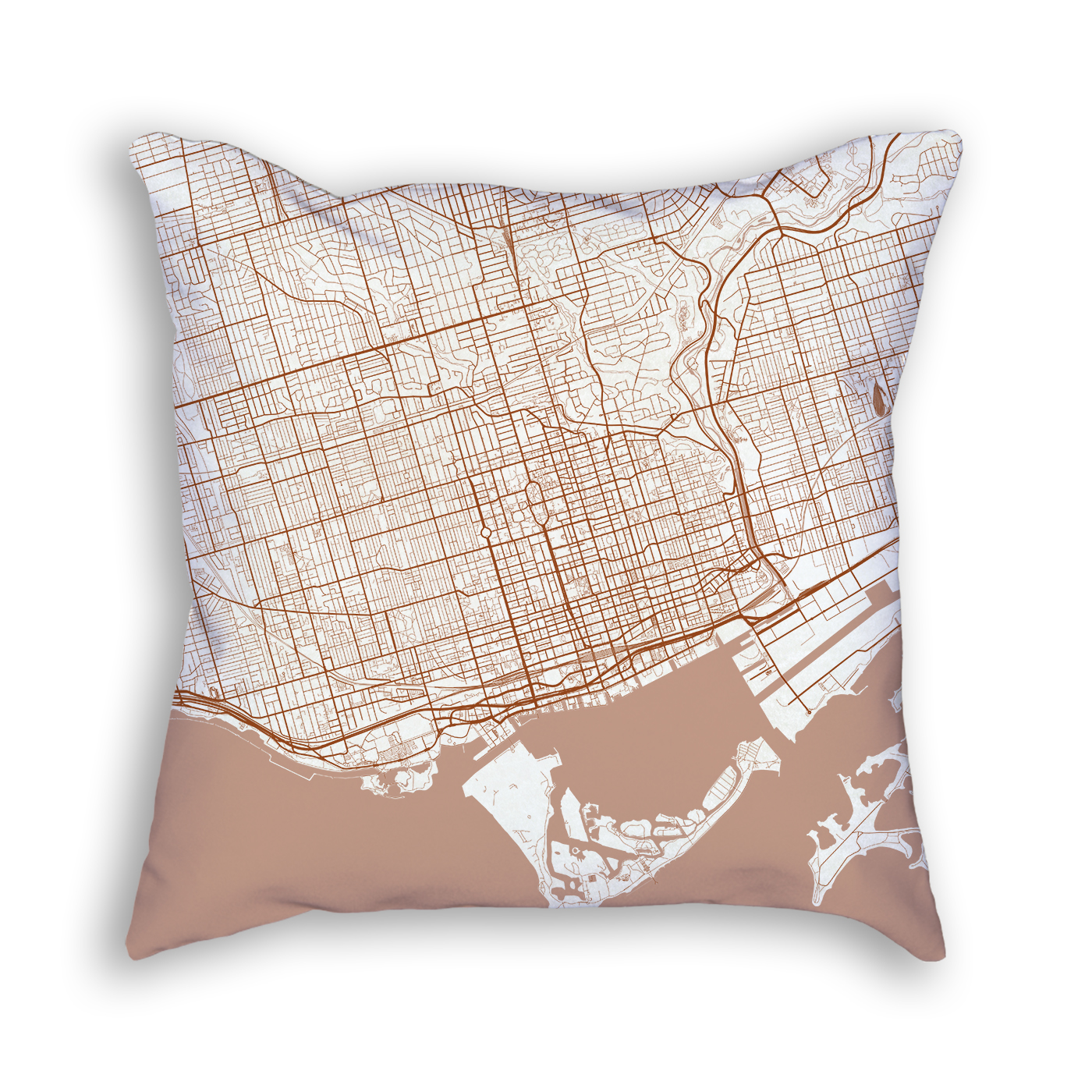 Toronto Canada City Map Art Decorative Throw Pillow