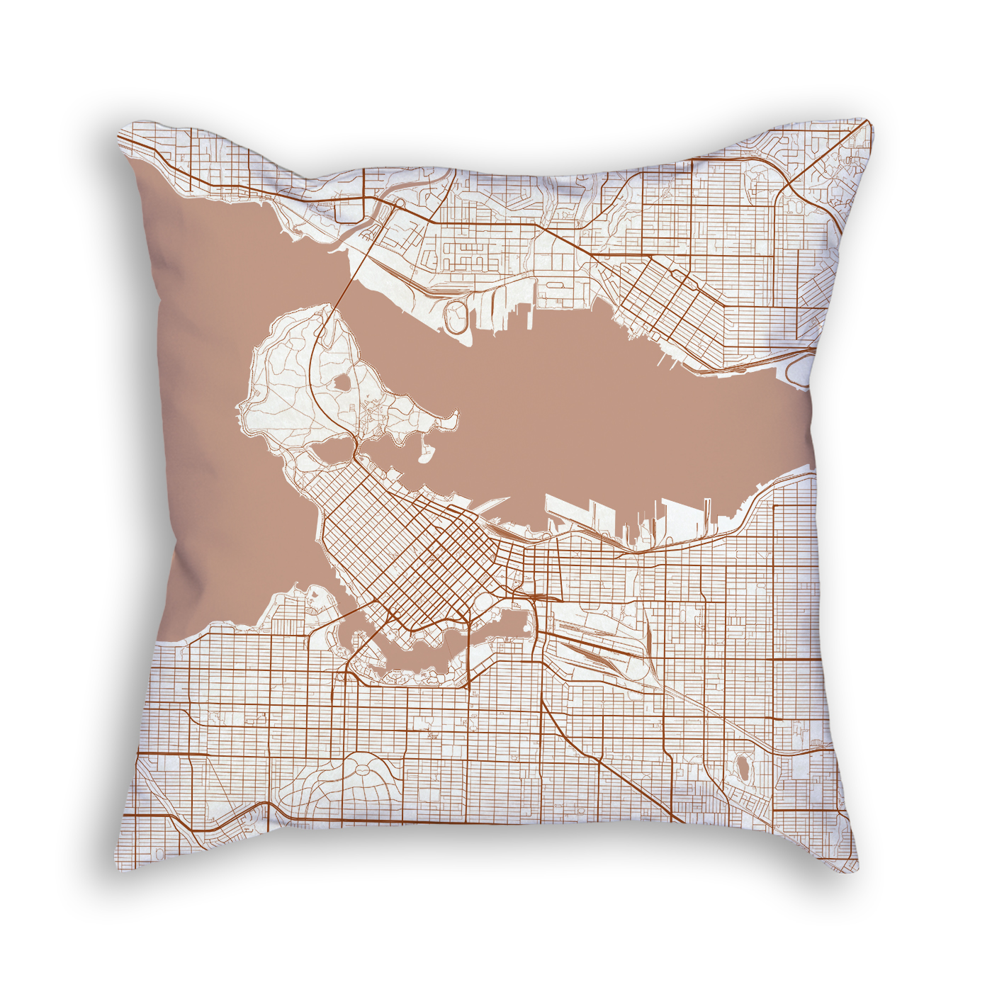 Vancouver Canada City Map Art Decorative Throw Pillow