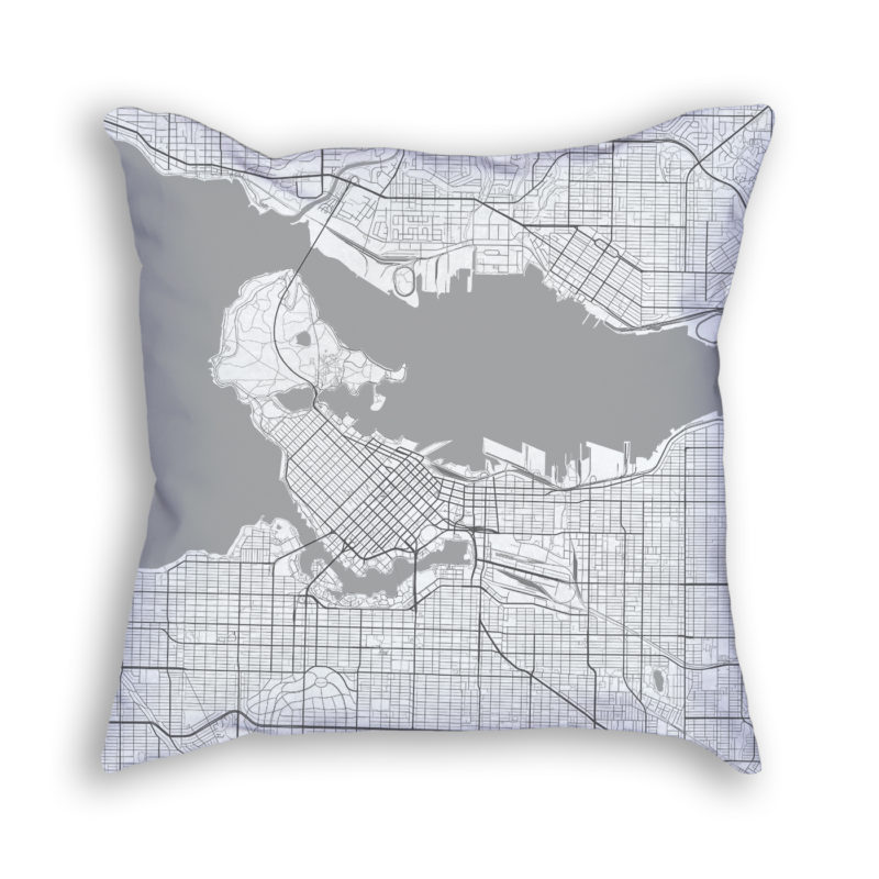 Vancouver Canada City Map Art Decorative Throw Pillow