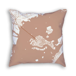 Venice Italy City Map Art Decorative Throw Pillow