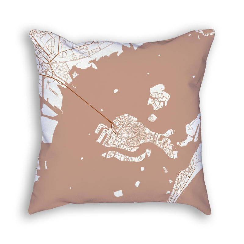 Venice Italy City Map Art Decorative Throw Pillow