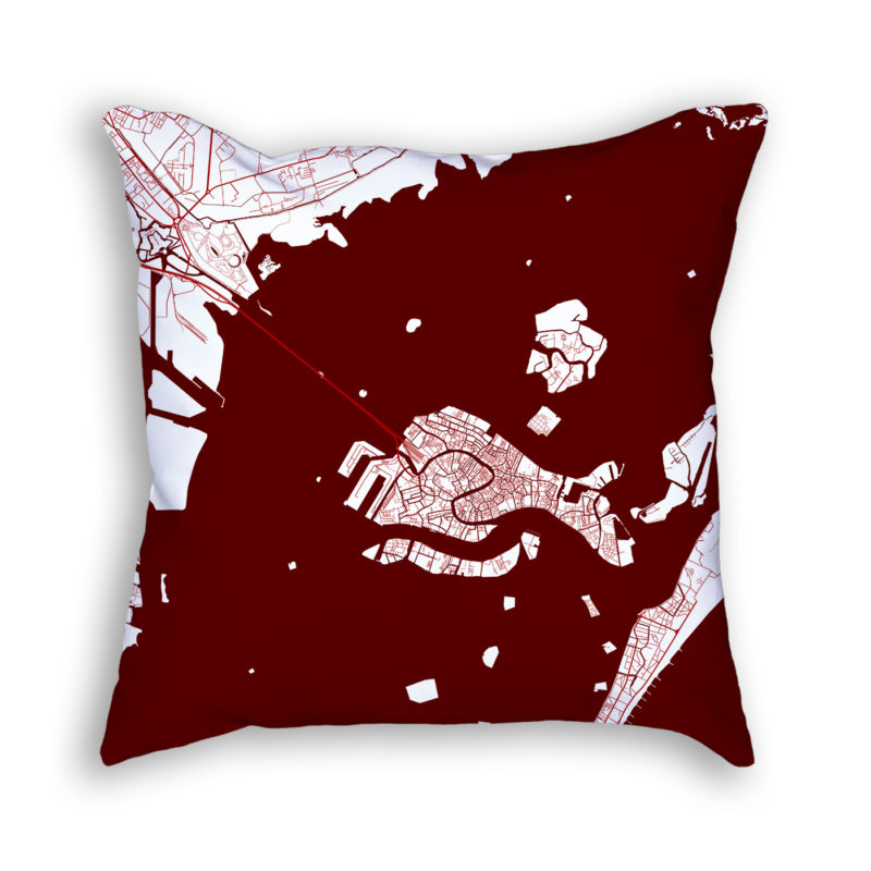 Venice Italy City Map Art Decorative Throw Pillow