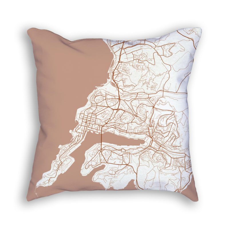 Vladivostok Russia City Map Art Decorative Throw Pillow